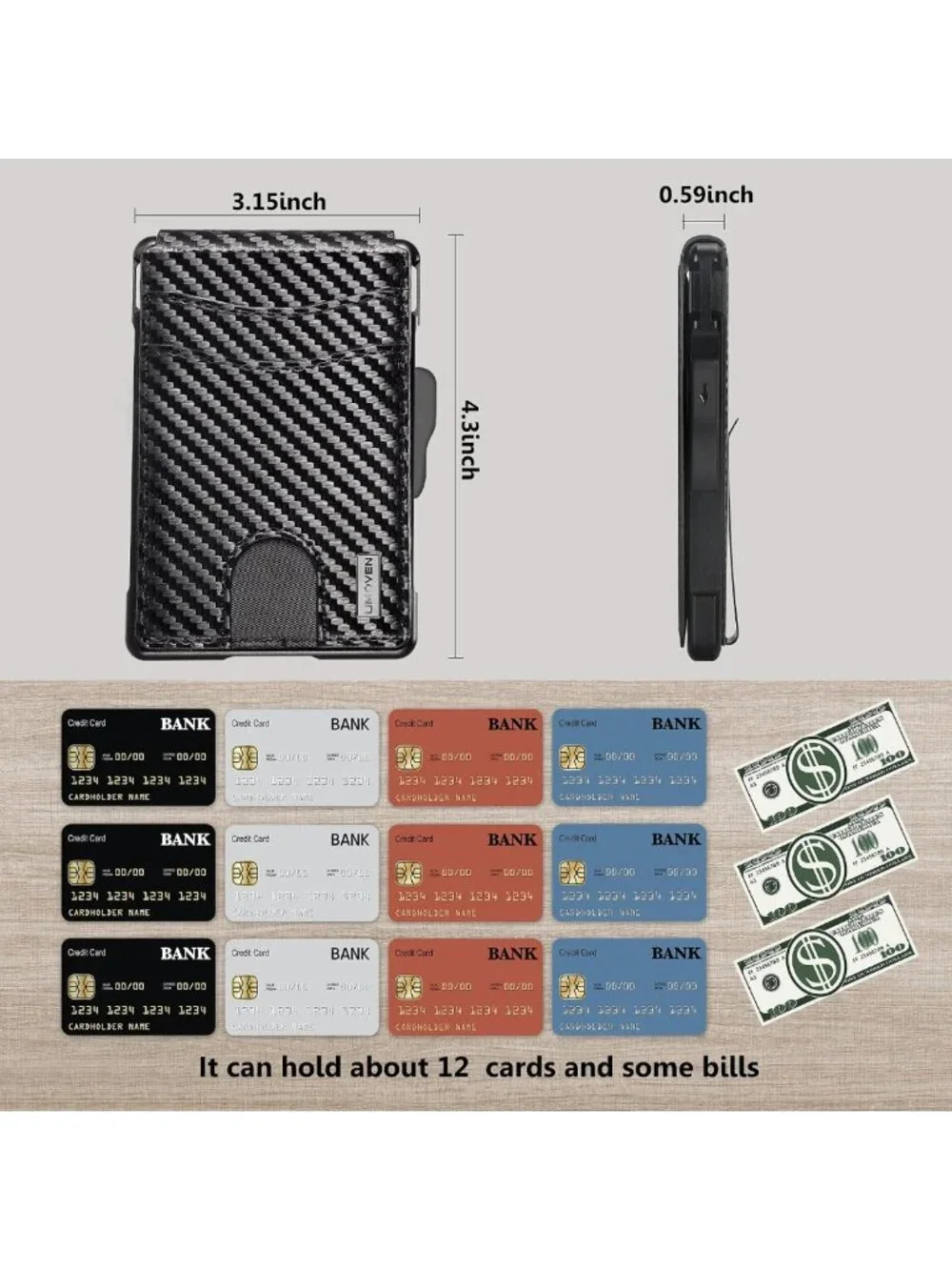 Slim Leather Wallet for Men - RFID Blocking Bifold with Money Clip & Card Slots